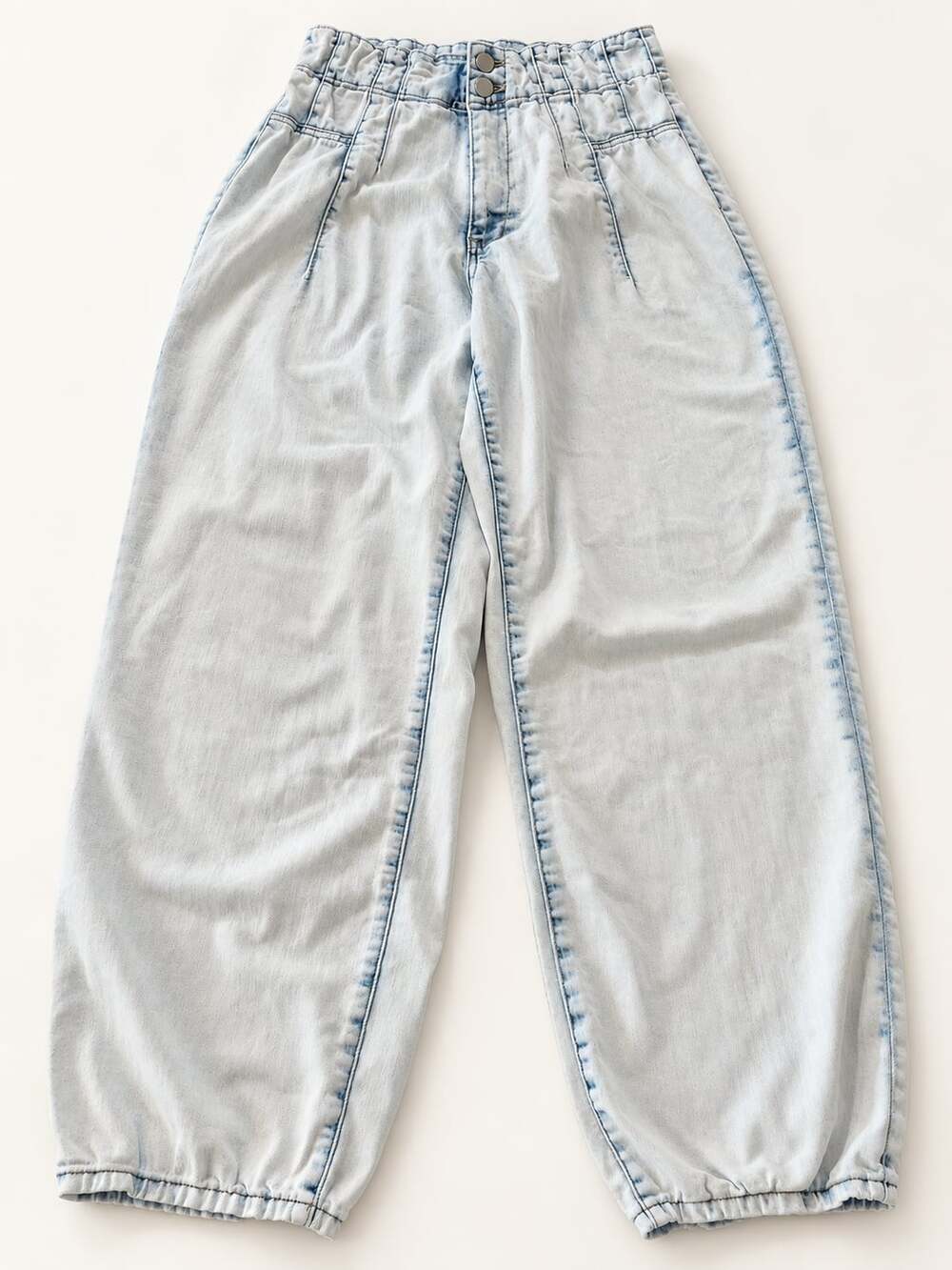 Blue B Denim Barrel Baggy Jeans Light Wash Sz Small (w1)